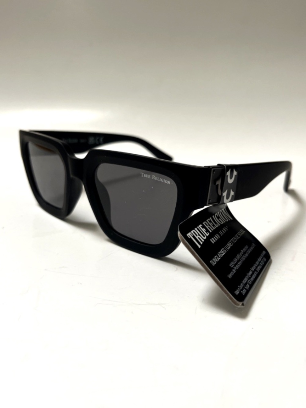 New TRUE RELIGION Classic Square Sunglasses Matte Black Gunmetal Logo